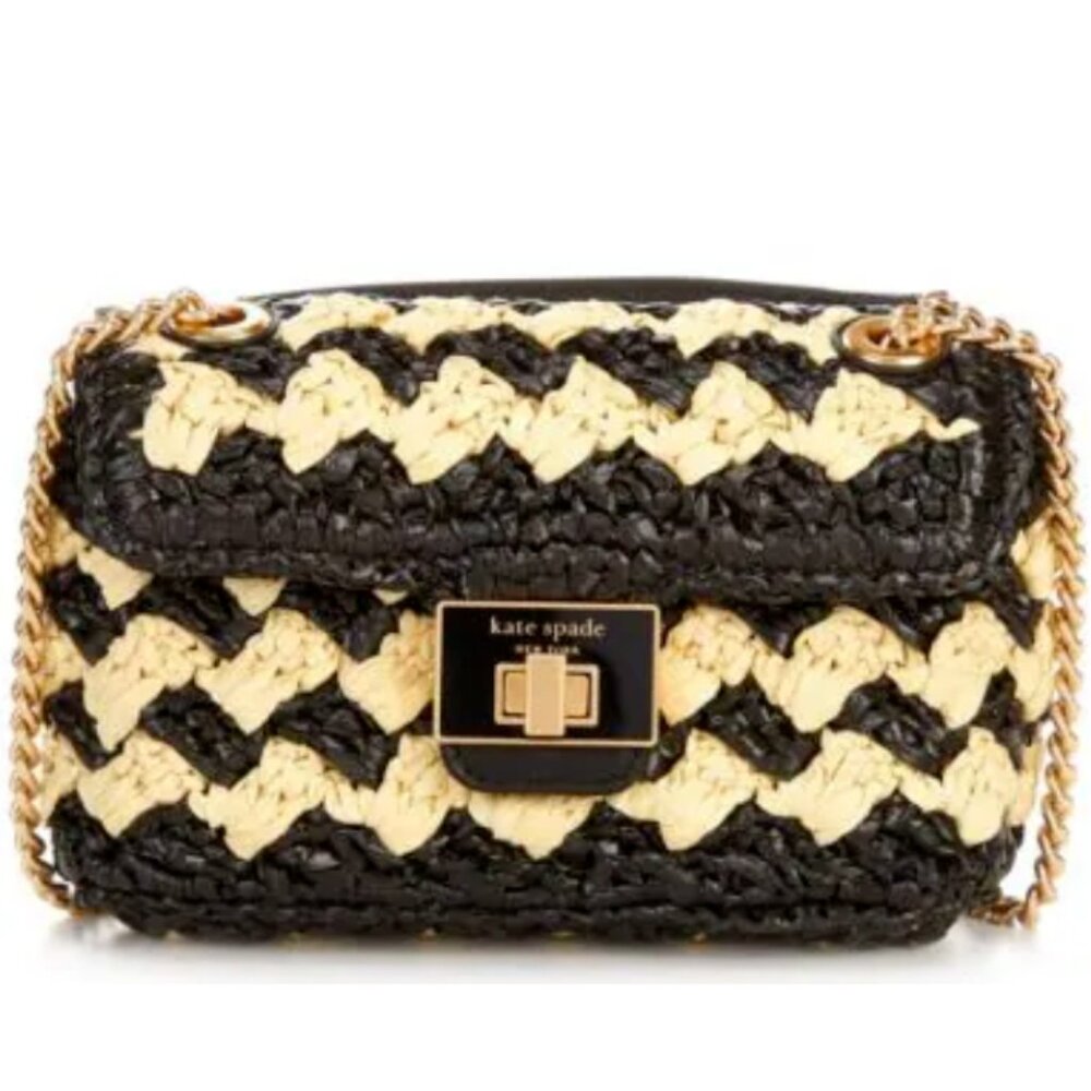 NWT Kate Spade New York Evelyn Woven Raffia Small Shoulder Crossbody